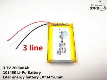 1 бр./лот, 3 линии, добро качество, 3,7 В, 2000 mah, 103450 полимерна литиево-йонна батерия за играчки, POWER BANK, GPS, mp3, mp4