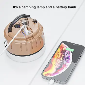 1 Комплект Светлина За Палатки Акумулаторна Трехблочный Затемняющий Водоустойчива Лампа Type-C Ретро Лампа За Палатка Преносим Фенер За Къмпинг
