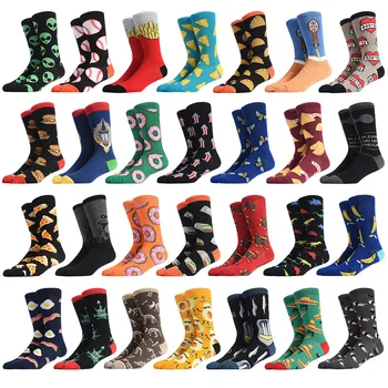 1 чифт мъжки чорапи, памучни забавни чорапи за екипажа, мультяшные хранителни животни, дамски чорапи-извънземните, ново, подарък чорапи за пролет-есен-зима