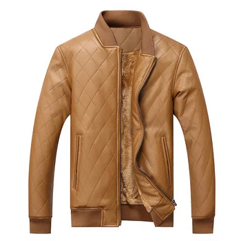100% Висококачествено мъжко облекло, зимно палто, якета, мотоциклетът яке от телешка кожа с цип, плюс 2xl, кафяво кожено яке, Топло мода, новост
