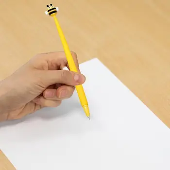 2 елемента практически гел писалка за писма с черно мастило, гел писалка за непрекъснато плавно писане, Неутрална дръжка във формата на пчела за запис на