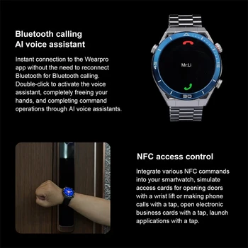 2023 NFC Смарт Часовници Мъжки BT Call Спортни GPS Трековые Компасные Часовници 454*454 HD AMOLED Екран за наблюдение на сърдечната честота, ЕКГ Smartwatch За Huawei