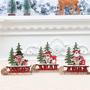 2023 Горещи Коледна украса Дървени изделия Украса на работния плот Детски Подарък Шейни Ски украса Украса на Нови