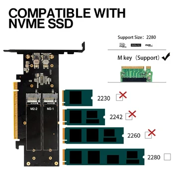 4 SSD-диск M. 2 X16 PCIe 4.0 X4 с радиатор, поддържа 4 NVMe M. 2 2280 със скорост до 256 Gb/сек, поддържа Raid разцепено