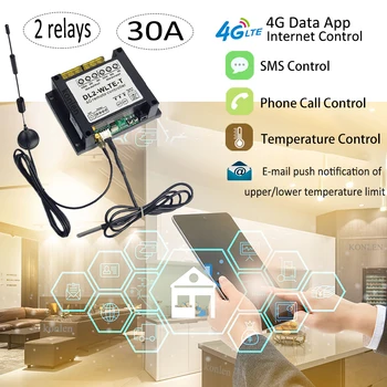 4G TLE Smart Controller 2-полосное реле 30A GSM GPRS дистанционно захранване връзка с датчик за температурата на Автоматизация на управлението на термостат
