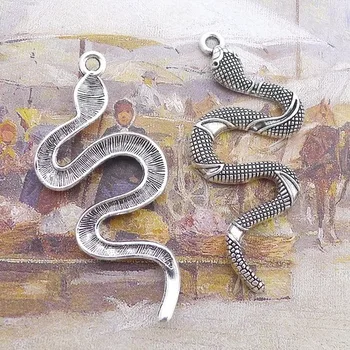 50шт Змеиные окачване 55 мм x 25 мм направи си САМ Бижута висулка старинен сребърен цвят