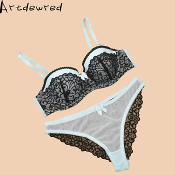 Artdewred 2016 най-новият женски комплект с Бюстгальтером A/B/C Чаша повдигащ, Секси дантелен Сутиен с Дълбоко V-образно деколте + Гащи, дантелен сутиен, секси бельо, сутиен