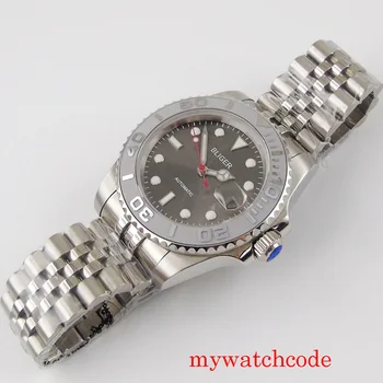 bliger 40 мм сапфирен кристал автоматично мъжки часовник с календар сив циферблат NH35 механизъм miyota 8215 керамични bezel поставяне