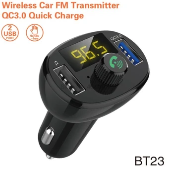 DHL или FedEx 100шт BT23 Bluetooth, MP3 плейър и FM предавател QC3.0 Зарядно за Кола с два USB-акумулаторна батерия Напрежение на телефона Handfree