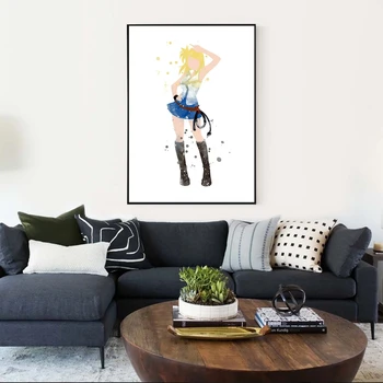 Fairy Tail Lucy Heartfilia Аниме Плакат Алтернативно Минималистичное Изкуство Печат Върху Платно Декорация На Дома, Стенни Живопис (Без Рамка)