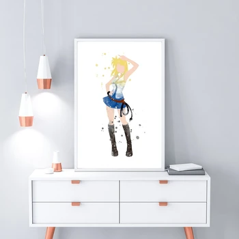 Fairy Tail Lucy Heartfilia Аниме Плакат Алтернативно Минималистичное Изкуство Печат Върху Платно Декорация На Дома, Стенни Живопис (Без Рамка)