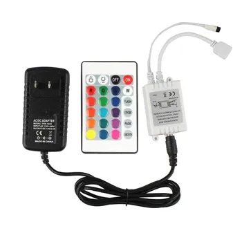 Led Контролер RGB Control IR FB 24 клавишите бял Включете Захранване 12V 2A Адаптер RGB LED Strip Светлини Гъвкава Лента Осветление