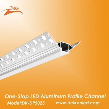 led профил за гипсокартон 50*23 мм, алуминиев канал за мазилка с рассеивателем под формата на светещи ленти