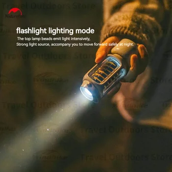 Naturehike Мини Лампа за къмпинг на открито, преносим IPX4 водоустойчив, Лампа за къмпинг, 20-120 лумена, фенерче с регулируемо осветление