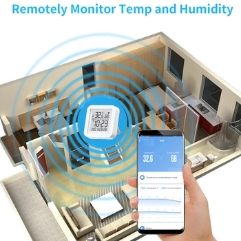 Sasha WiFi LCD дисплей, мини-електронен термометър-влагомер, USB-захранване, интелигентни сензори с Алекса Google Home