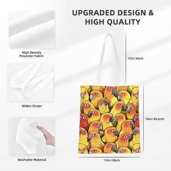 Sun Conures Squad, Чанти за пазаруване в хранителни Магазини, женски Сладки чанти с папагали, холщовая пазарска чанта на рамото, чанта с Голям Капацитет