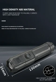 ZK30 Акумулаторна батерия мощен led фенерче на 100 000 лумена, тактически фенери, USB Водоустойчив led фенерче с увеличение за лов, риболов