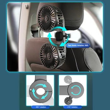 Авто вентилатор, вентилация на седалките, преносим климатик за кола, вентилатори за електрически превозни средства, двухголовочный вентилатор автоматично въздушно охлаждане на колата USB