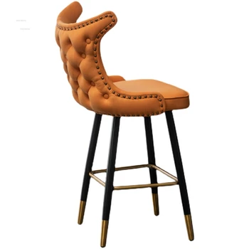 Американските Дизайнерски Кожени Бар Столове Творчески Хотелски Бар Стол С Облегалка Прости Луксозни Бар Столове и Столове За Почивка за Кухненски Мебели
