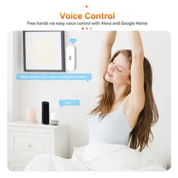 Безжичен Сензор за температура и влажност на въздуха AUBESS, термометър-влагомер, сот алармени системи за умен дом Sasha Smart Life Алекса