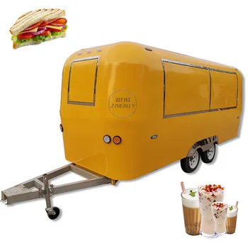 В Присъствието на Топла разпродажба на въздушния поток Мобилни колички за хранене с ремарке, количка за сладолед Количка за закуски, от неръждаема стомана