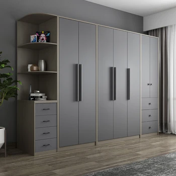 Вграден гардероб за спалня скандинавски прост, модерен шкаф комбиниран шкаф