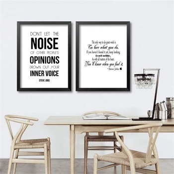 Вдъхновяваща цитат на Стив Джобс, печат върху платно и плакат, модерна черно-бяла минималистичная картина върху платно, Офис декора на стените