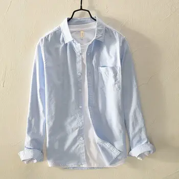 Висококачествени мъжки памучни ленени ризи с дълъг ръкав копчета, лятна стандартна засаждане, ежедневни бели ризи, комфорт, мека мъжка марка