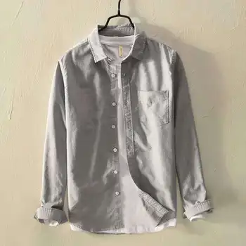 Висококачествени мъжки памучни ленени ризи с дълъг ръкав копчета, лятна стандартна засаждане, ежедневни бели ризи, комфорт, мека мъжка марка