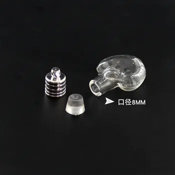 Висулка от стъкло на флакона с открита форма на 1x8 мм, метална капачка с гумена запушалка, мини-стъклен чар, стъклена бутилка, бутилка, бижу колие подарък