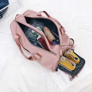 Дамски Тренировочная чанта за съхранение, с Регулируема каишка, която е суха, влажна, Водоустойчив, за фитнес, за пътуване, найлон, спорт, йога, спортни сакове