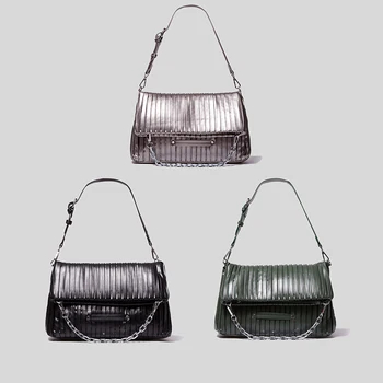 Дизайнерска марка дамска чанта за през рамото от изкуствена кожа с рюшами, луксозна верига, сребърни дамски Чанти, сгъваема пазарска чанта с голям Капацитет, дамски портфейл 2021