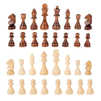 Дървени фигури Шахматен комплект от масивно дърво Турнир в кафяво дърво Staunton 32 Дървени фигури за Замяна на играта набиране