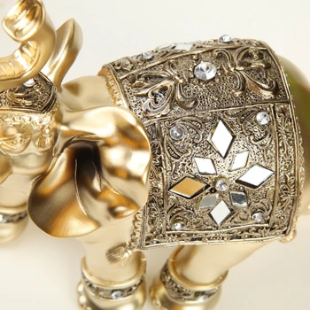 Златна статуя на слон за домашен интериор, статуетка на щастлив богатство, занаяти, накити за всекидневната, скулптура от хобота на слон, подарък