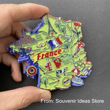 Карта на Франция Туристически подарък за пътуване, Сувенири, 3D PVC Стикер с магнит за хладилник, домашен Декор