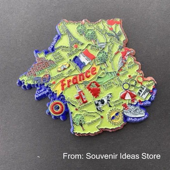 Карта на Франция Туристически подарък за пътуване, Сувенири, 3D PVC Стикер с магнит за хладилник, домашен Декор