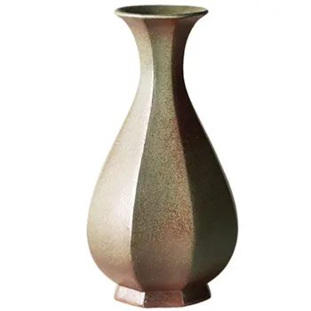 Керамична ваза в японски стил, ръчно изработени, проста простор за цветя, декорация на дома плот в стил ретро, стара чайна церемония, дзен, цветя, прибори