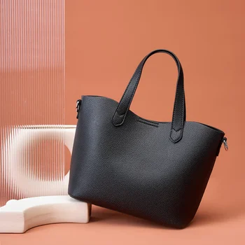 Кожена чанта-кофа в стил Ретро, Дамски Ежедневни чанта в Европа и Съединените Щати, Модни Дамски чанта през рамо с едно рамо