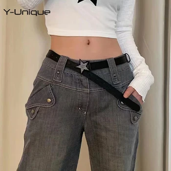 Колан с кристали във формата на звезда за жени Y2k, мода 2000-те, ретро колан, джинсовое рокля, Панталони, женски декоративен колан, Аксесоари