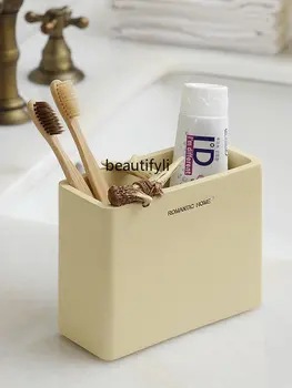 Комплект за баня от пет елементи от смола yj в американския ретро-стил, набор от тоалетни принадлежности, чаша за вода, държач за четка за зъби
