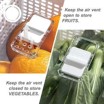 Контейнери за съхранение на плодове и зеленчуци в хладилника с регулируем вентиляционным дупка