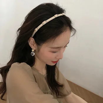 Корейски висококачествен панделка за коса от перлена кожа, женски годишният темперамент, просто ретро-мрежест червен 2021, нова прическа