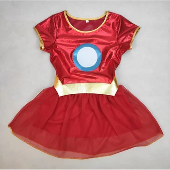 Костюм на Железния човек, за момичета-супергерои, бебешка рокля-пакетче, костюм за Хелоуин (от 3 до 9 години), 3 броя/1 комплект, премяна