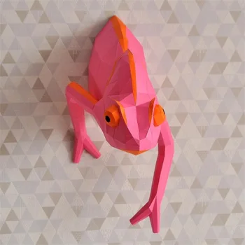 Креативна 3D Низкополигональная Книжен Модел Хамелеон На Стената направи си САМ Животно Хартиена Украса, Ръчно изработени Играчки Оригами За Деца
