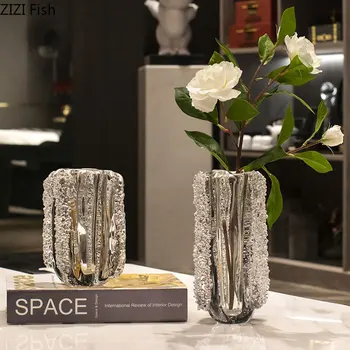 Креативна е Грапава прозрачна стъклена ваза, гидропонные саксии за цветя, Декоративна композиция от цветя, Украса на маса, ваза за цветя