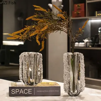 Креативна е Грапава прозрачна стъклена ваза, гидропонные саксии за цветя, Декоративна композиция от цветя, Украса на маса, ваза за цветя