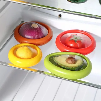 Кутия за съхранение на продукти за еднократна употреба, Прибиращ филм за плодове, зеленчуци, по-свеж прозрачен филм, кутия за съхранение на хранителни продукти за хладилници 1 и 4шт