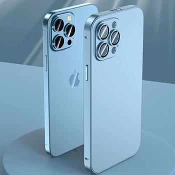Луксозно защитно покритие на обектива на камерата Калъф за телефон за iPhone 14 13 12 Pro Max Висококачествен Бутон Устойчив на надраскване броня