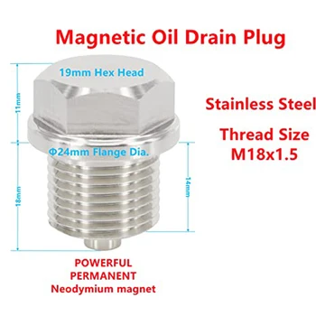 Магнитна тапата за източване на масло M18x1.5 с неодимови магнити, алуминиев болт, тежкотоварни тапата за източване на масло, защита от течове, подмяна на двигателя на колата