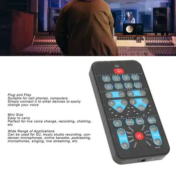 Мини-гласова чейнджър Поддържа мулти-езикова звукова карта, гласов чейнджър с 8 звукови ефекти за мобилен телефон, компютър.